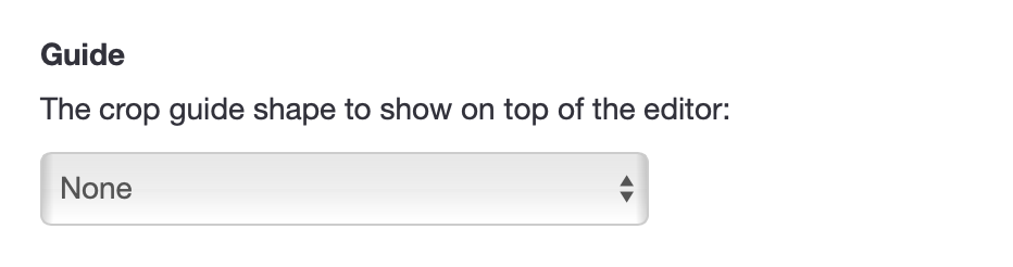 A screenshot of the CropGuide dashboard showing a dropdown to select an image guide